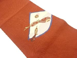 蓮根に抽象模様織出し名古屋帯